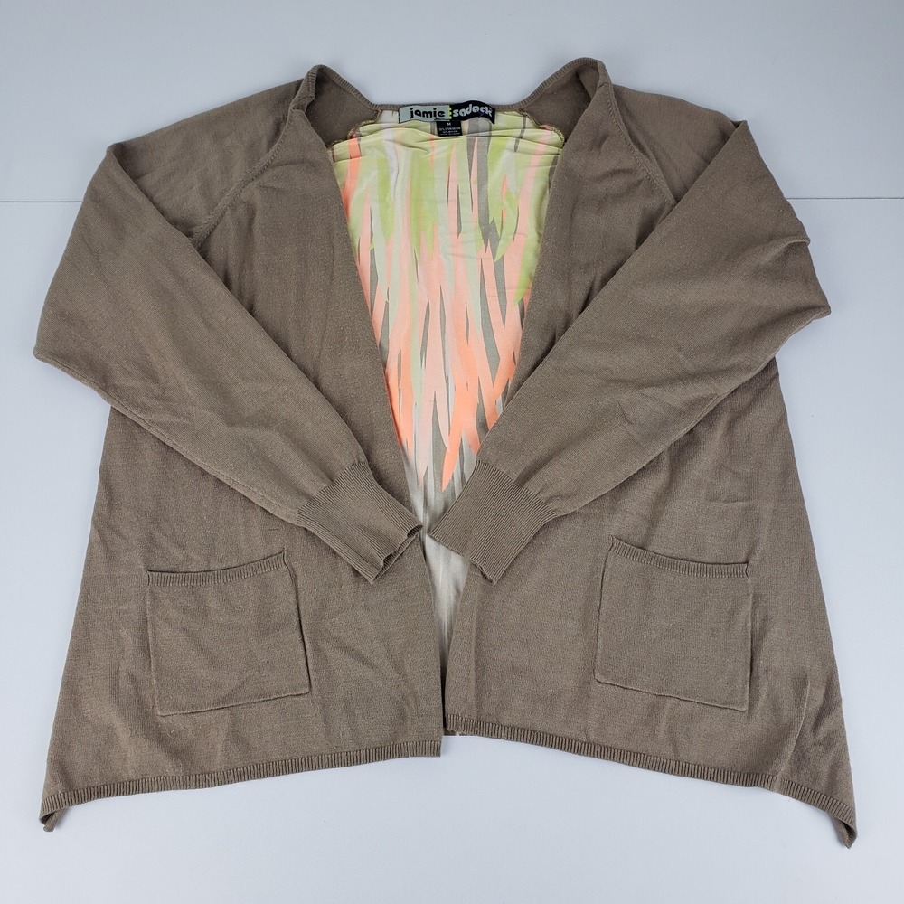 Jamie Sadock‎ Cardigan Women's Medium Brown Multicolor Open Front Sweater